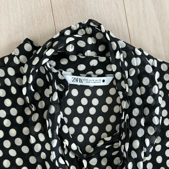 ZARA Polka Dot Bow Blouse - Picture 3 of 5